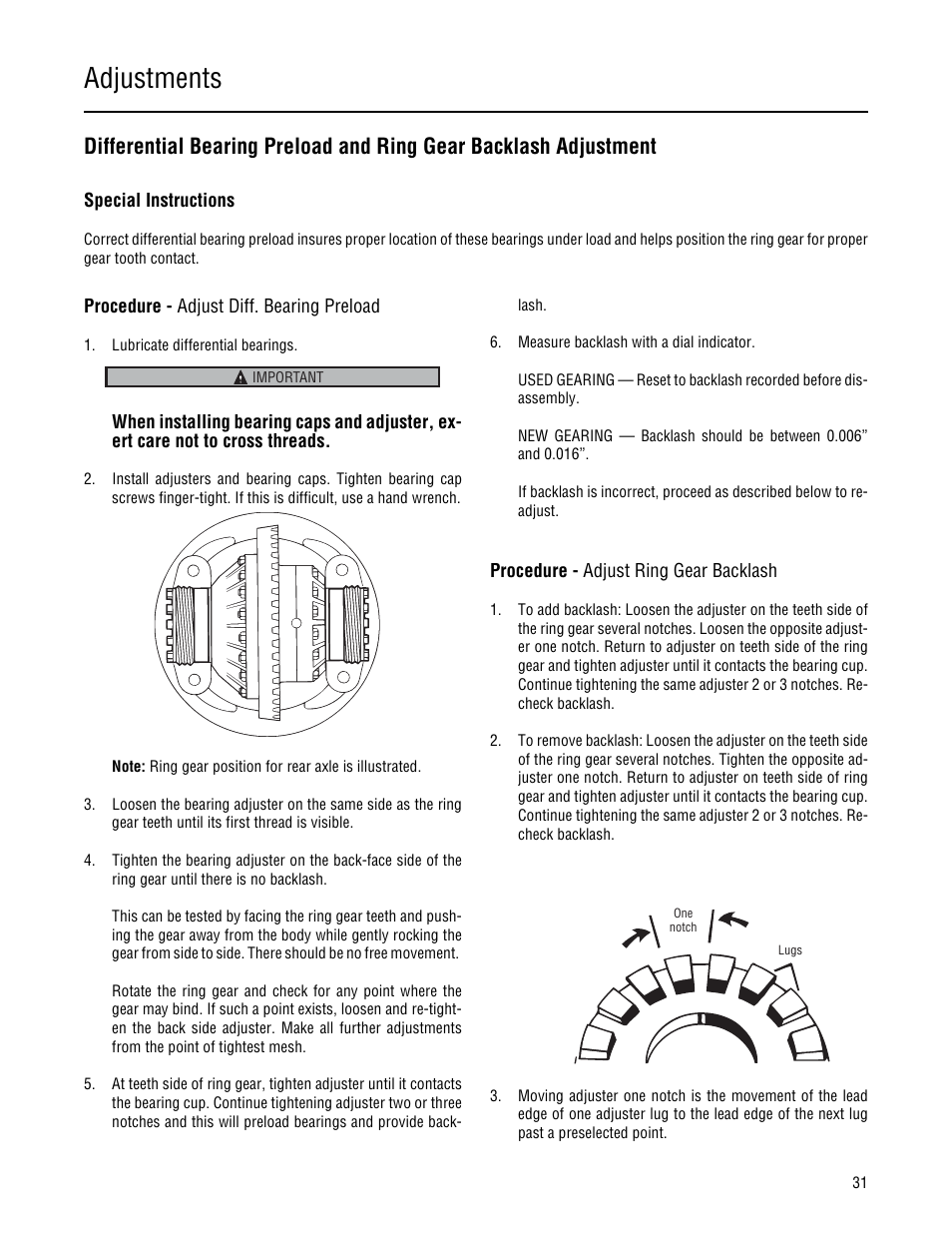 Adjustments | Spicer Single Drive Axles Service Manual: 34DS, 34RS, 38DS, 38RS, DS340, RS340, DS380, RS380, DS400, RS400, DS3 User Manual | Page 34 / 98