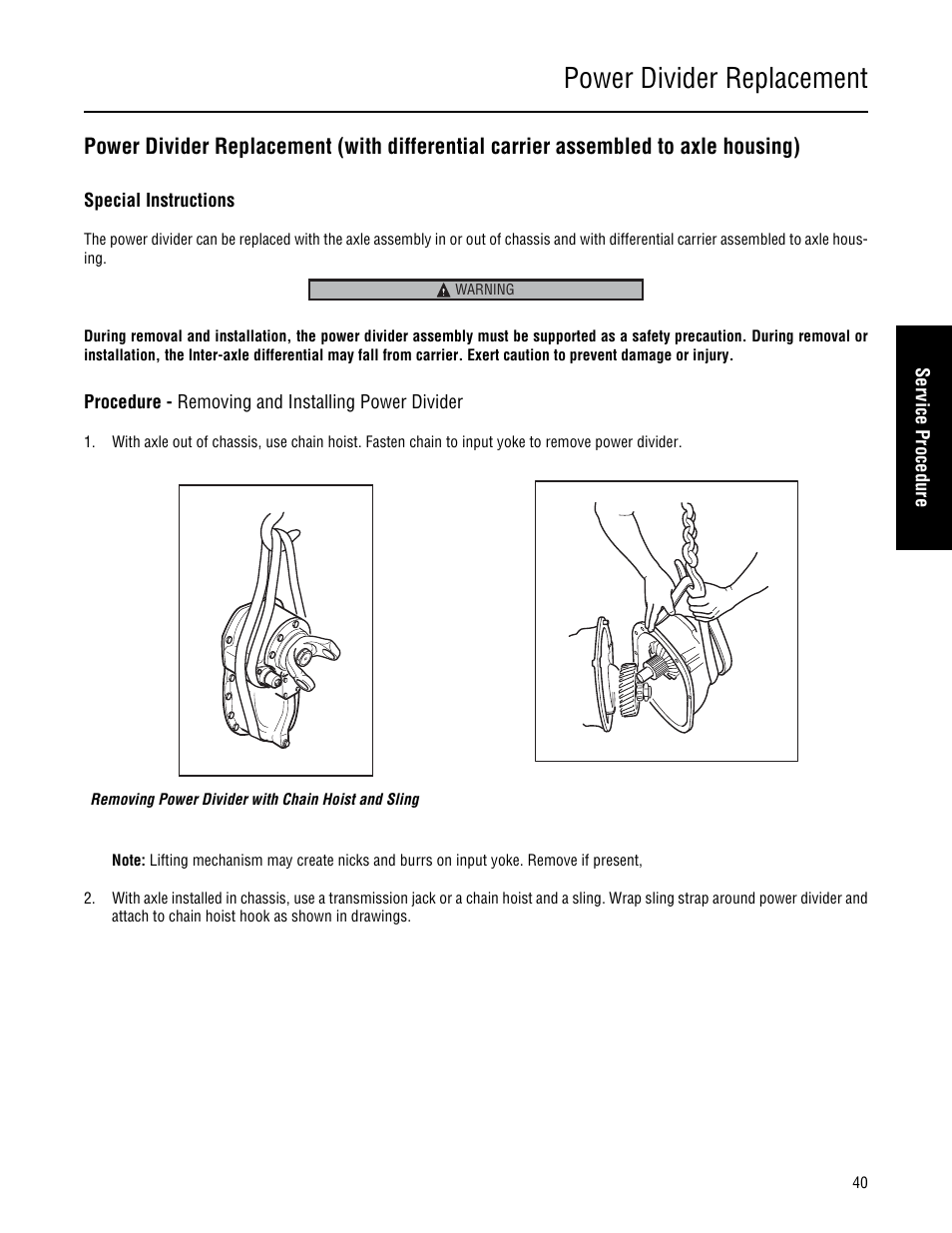 Power divider replacement | Spicer Single Drive Axles Service Manual: 34DS, 34RS, 38DS, 38RS, DS340, RS340, DS380, RS380, DS400, RS400, DS3 User Manual | Page 43 / 98