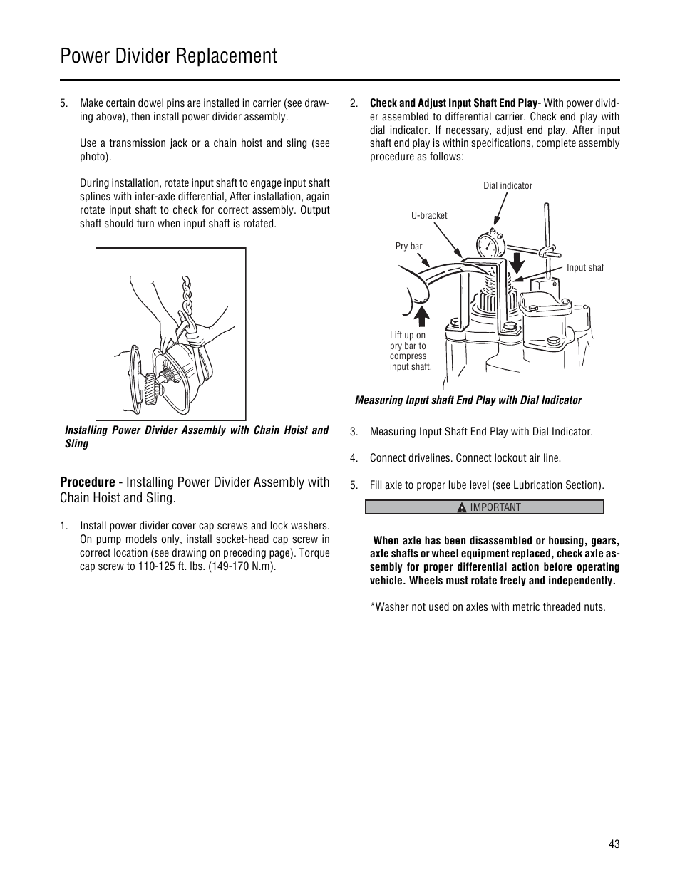 Power divider replacement | Spicer Single Drive Axles Service Manual: 34DS, 34RS, 38DS, 38RS, DS340, RS340, DS380, RS380, DS400, RS400, DS3 User Manual | Page 46 / 98