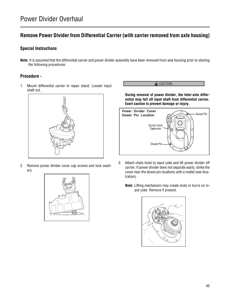 Power divider overhaul | Spicer Single Drive Axles Service Manual: 34DS, 34RS, 38DS, 38RS, DS340, RS340, DS380, RS380, DS400, RS400, DS3 User Manual | Page 48 / 98