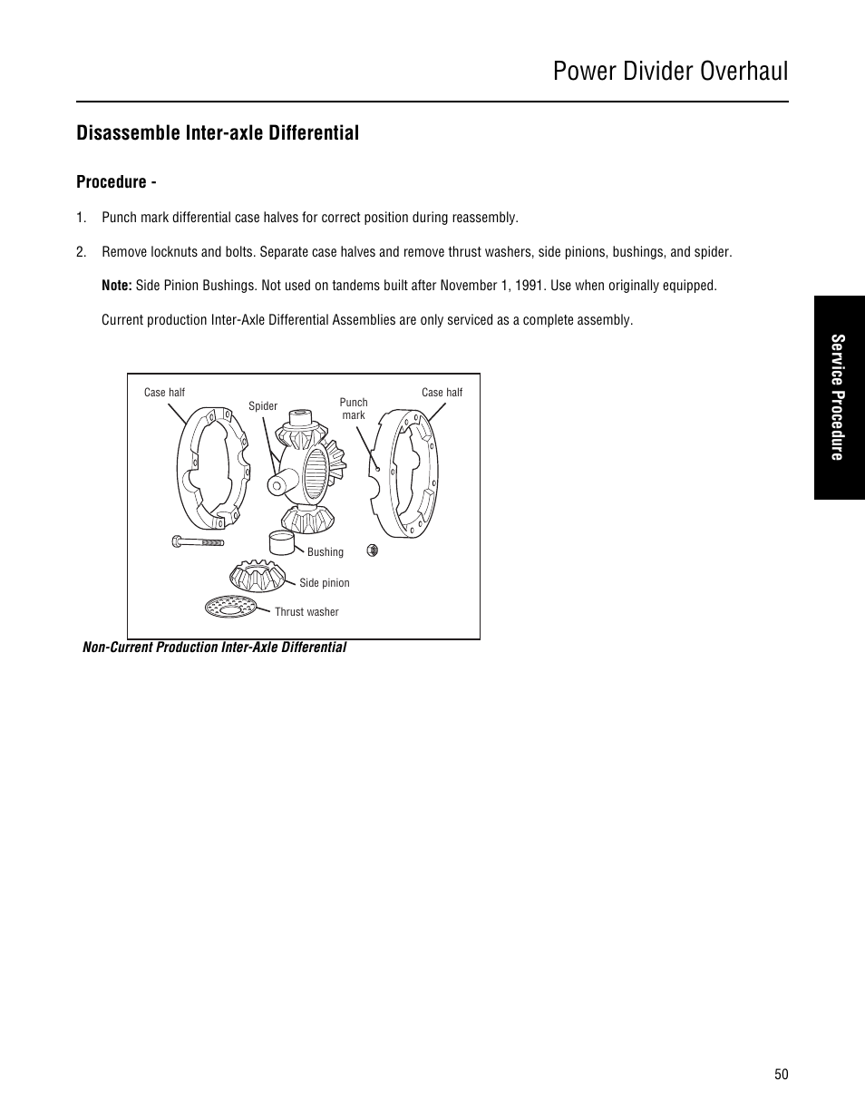 Disassemble inter-axle differential, Power divider overhaul | Spicer Single Drive Axles Service Manual: 34DS, 34RS, 38DS, 38RS, DS340, RS340, DS380, RS380, DS400, RS400, DS3 User Manual | Page 53 / 98