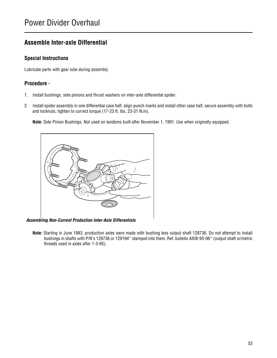 Assemble inter-axle differential, Power divider overhaul | Spicer Single Drive Axles Service Manual: 34DS, 34RS, 38DS, 38RS, DS340, RS340, DS380, RS380, DS400, RS400, DS3 User Manual | Page 56 / 98