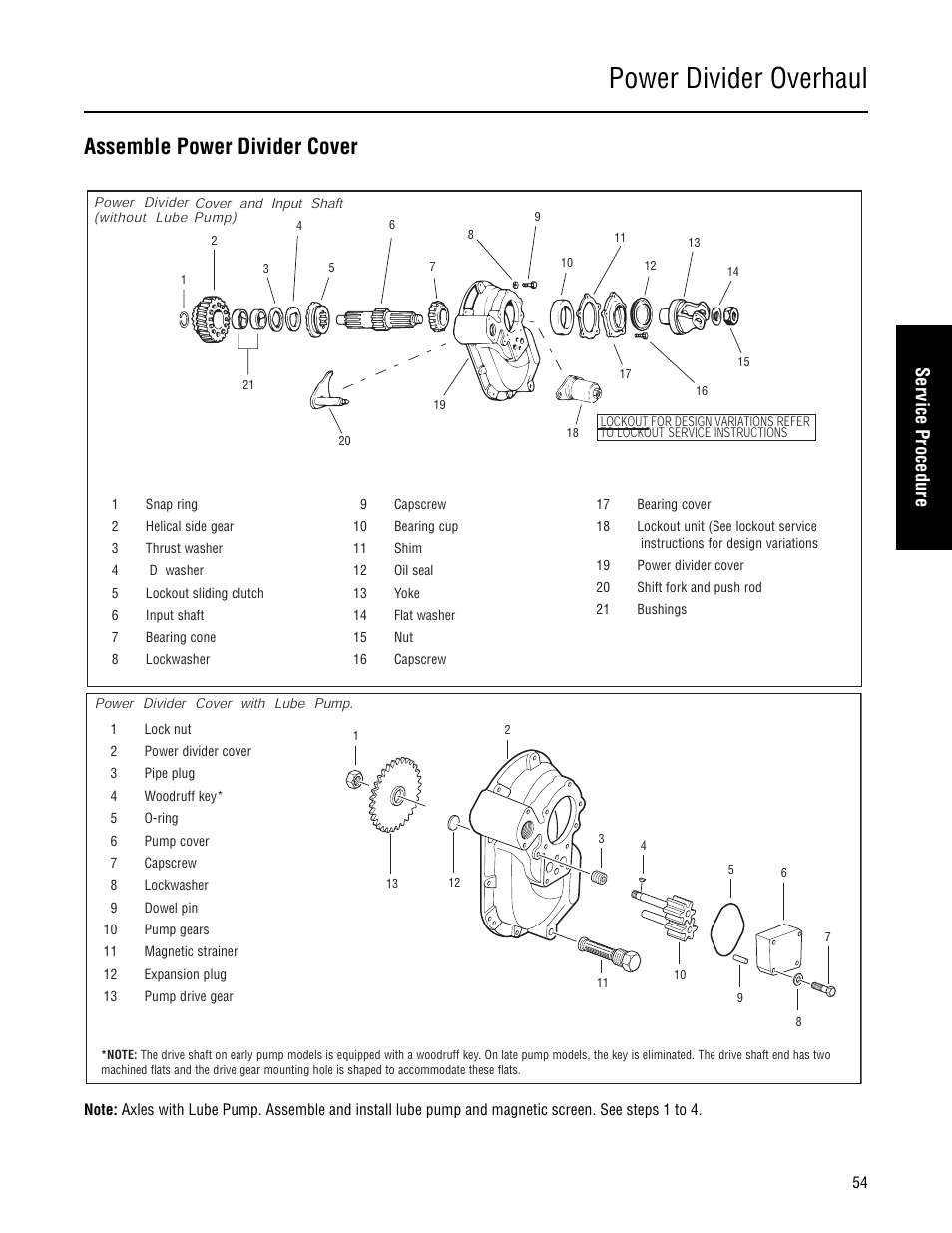 Assemble power divider cover, Power divider overhaul, Ser vice procedure | Spicer Single Drive Axles Service Manual: 34DS, 34RS, 38DS, 38RS, DS340, RS340, DS380, RS380, DS400, RS400, DS3 User Manual | Page 57 / 98