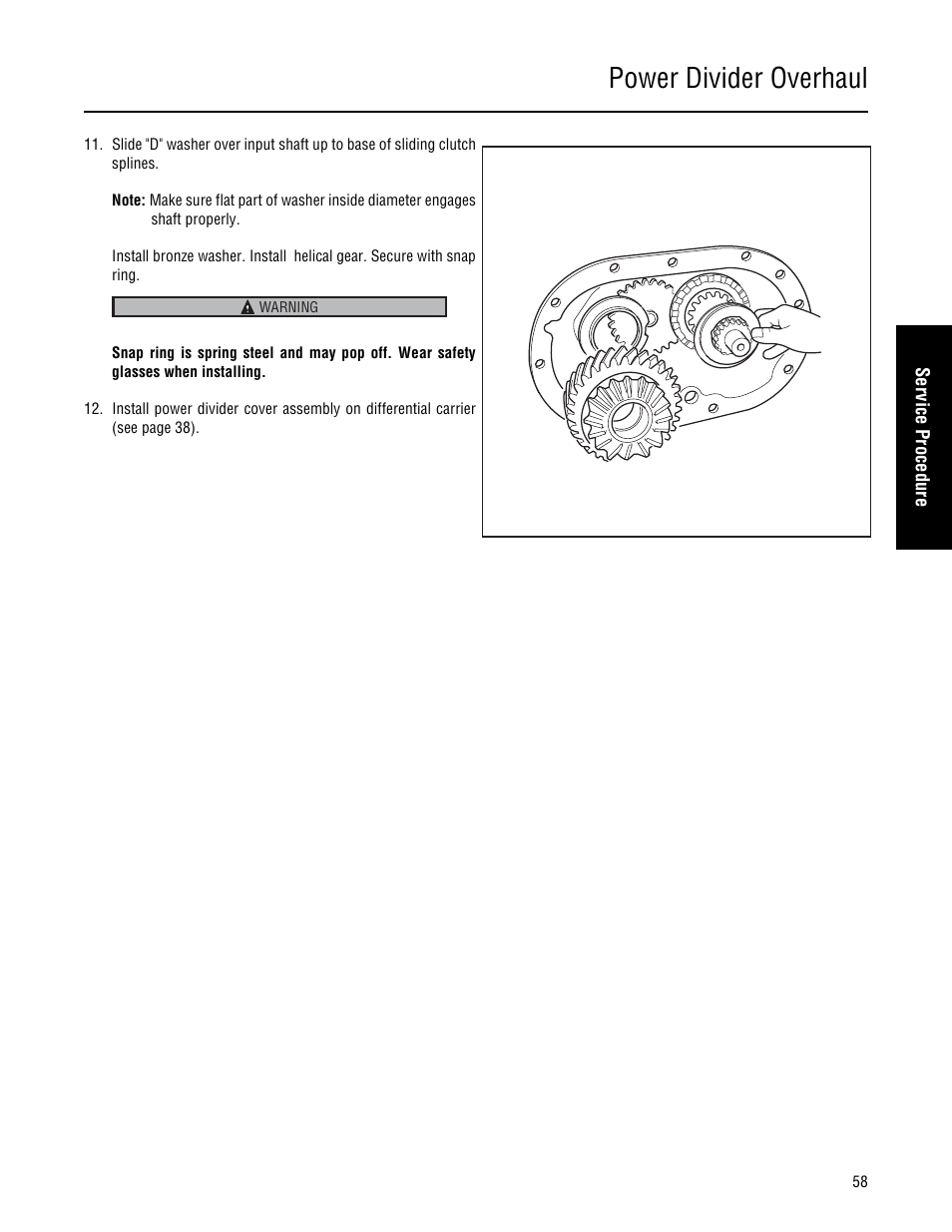 Power divider overhaul | Spicer Single Drive Axles Service Manual: 34DS, 34RS, 38DS, 38RS, DS340, RS340, DS380, RS380, DS400, RS400, DS3 User Manual | Page 61 / 98