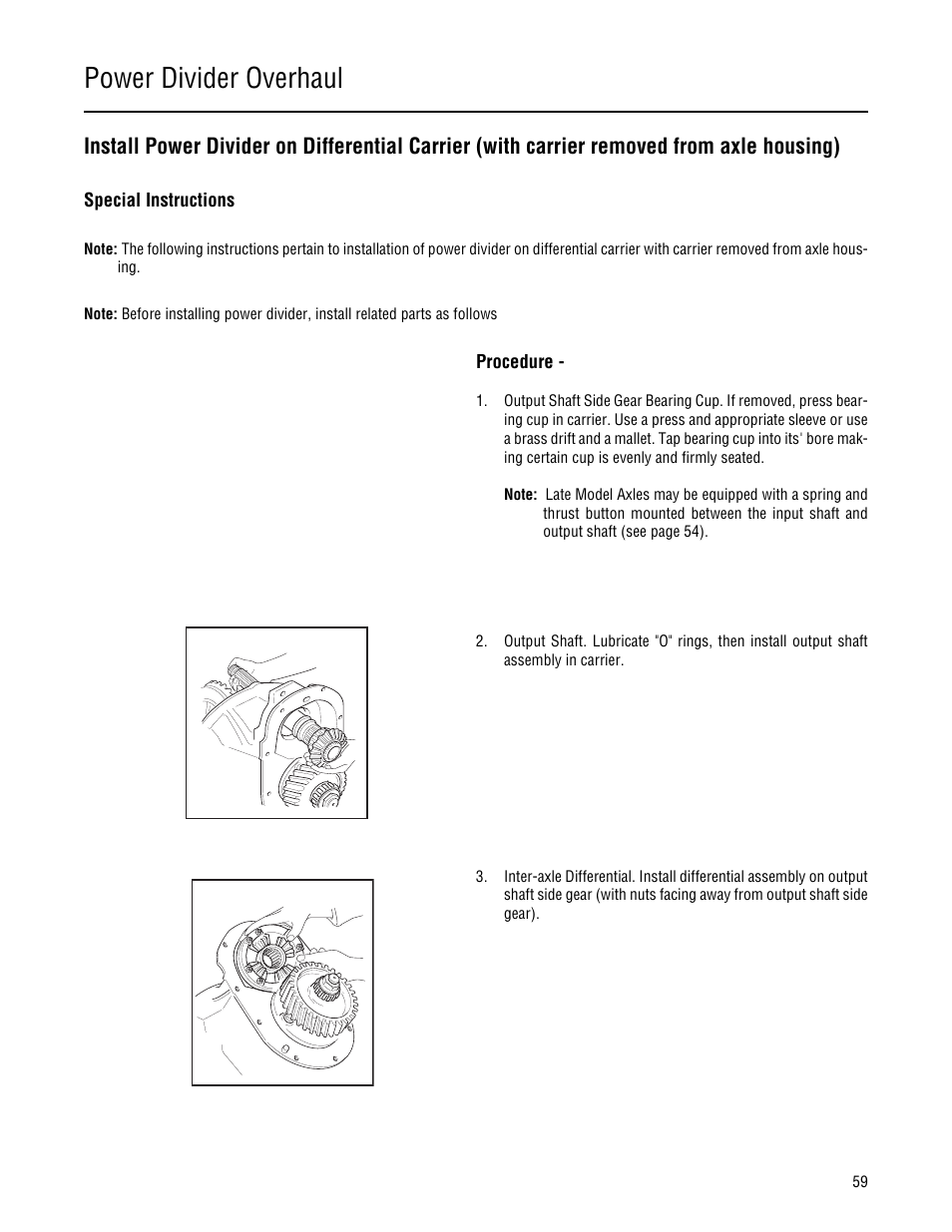 Power divider overhaul | Spicer Single Drive Axles Service Manual: 34DS, 34RS, 38DS, 38RS, DS340, RS340, DS380, RS380, DS400, RS400, DS3 User Manual | Page 62 / 98