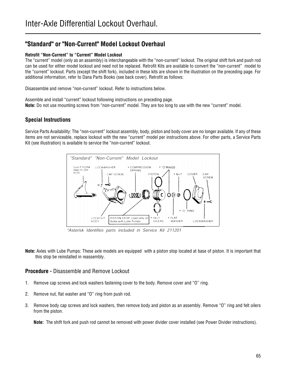 Standard" or "non-current" model lockout overhaul, Inter-axle differential lockout overhaul | Spicer Single Drive Axles Service Manual: 34DS, 34RS, 38DS, 38RS, DS340, RS340, DS380, RS380, DS400, RS400, DS3 User Manual | Page 68 / 98