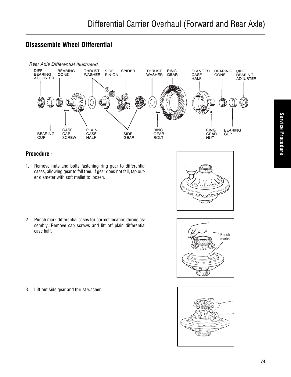 Disassemble wheel differential | Spicer Single Drive Axles Service Manual: 34DS, 34RS, 38DS, 38RS, DS340, RS340, DS380, RS380, DS400, RS400, DS3 User Manual | Page 77 / 98