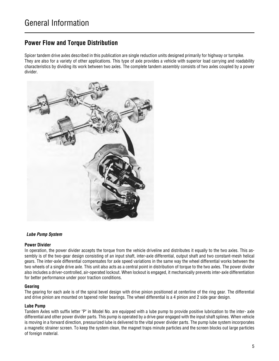 Power flow and torque distribution, General information | Spicer Single Drive Axles Service Manual: 34DS, 34RS, 38DS, 38RS, DS340, RS340, DS380, RS380, DS400, RS400, DS3 User Manual | Page 8 / 98