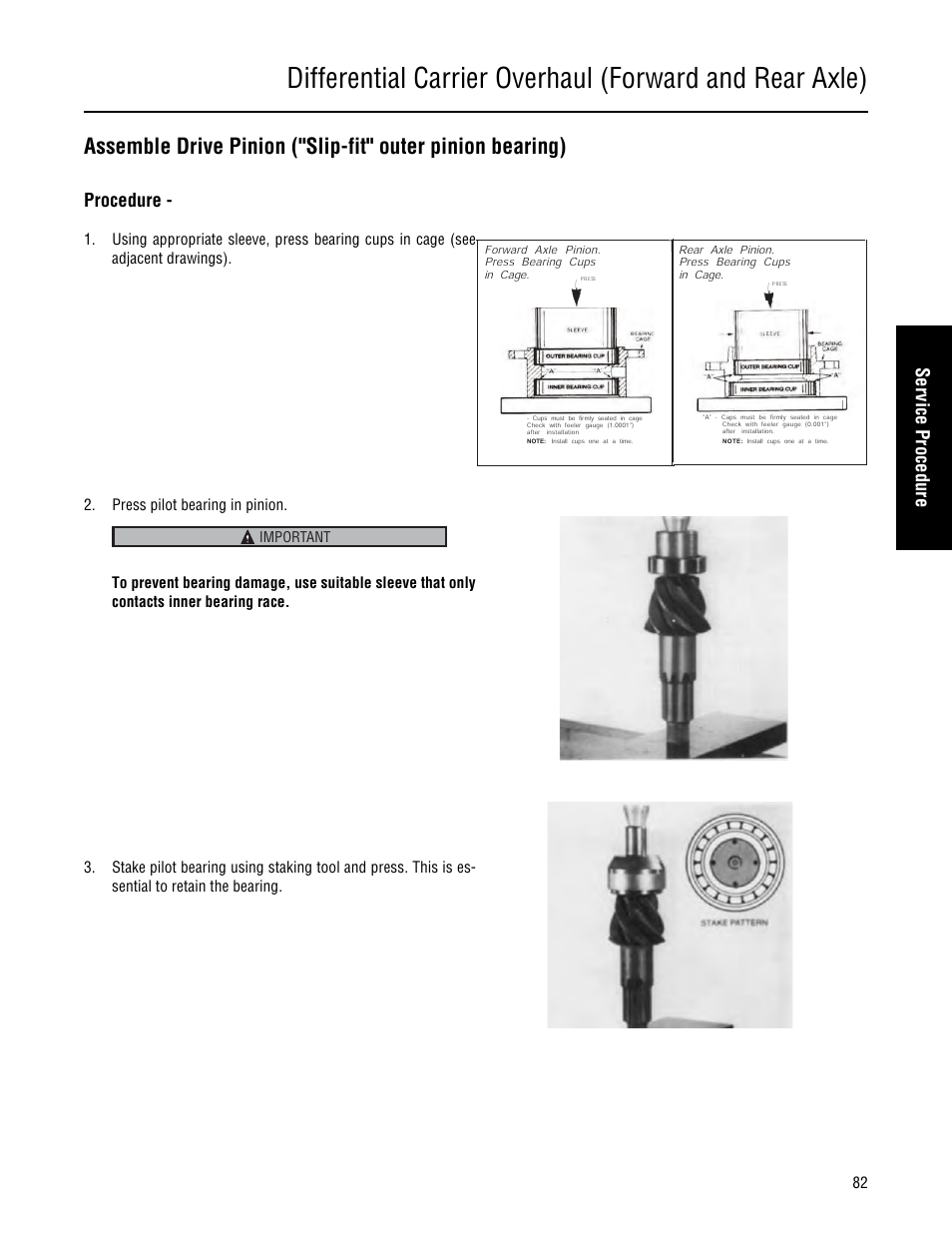 Ser vice procedure, Procedure | Spicer Single Drive Axles Service Manual: 34DS, 34RS, 38DS, 38RS, DS340, RS340, DS380, RS380, DS400, RS400, DS3 User Manual | Page 85 / 98