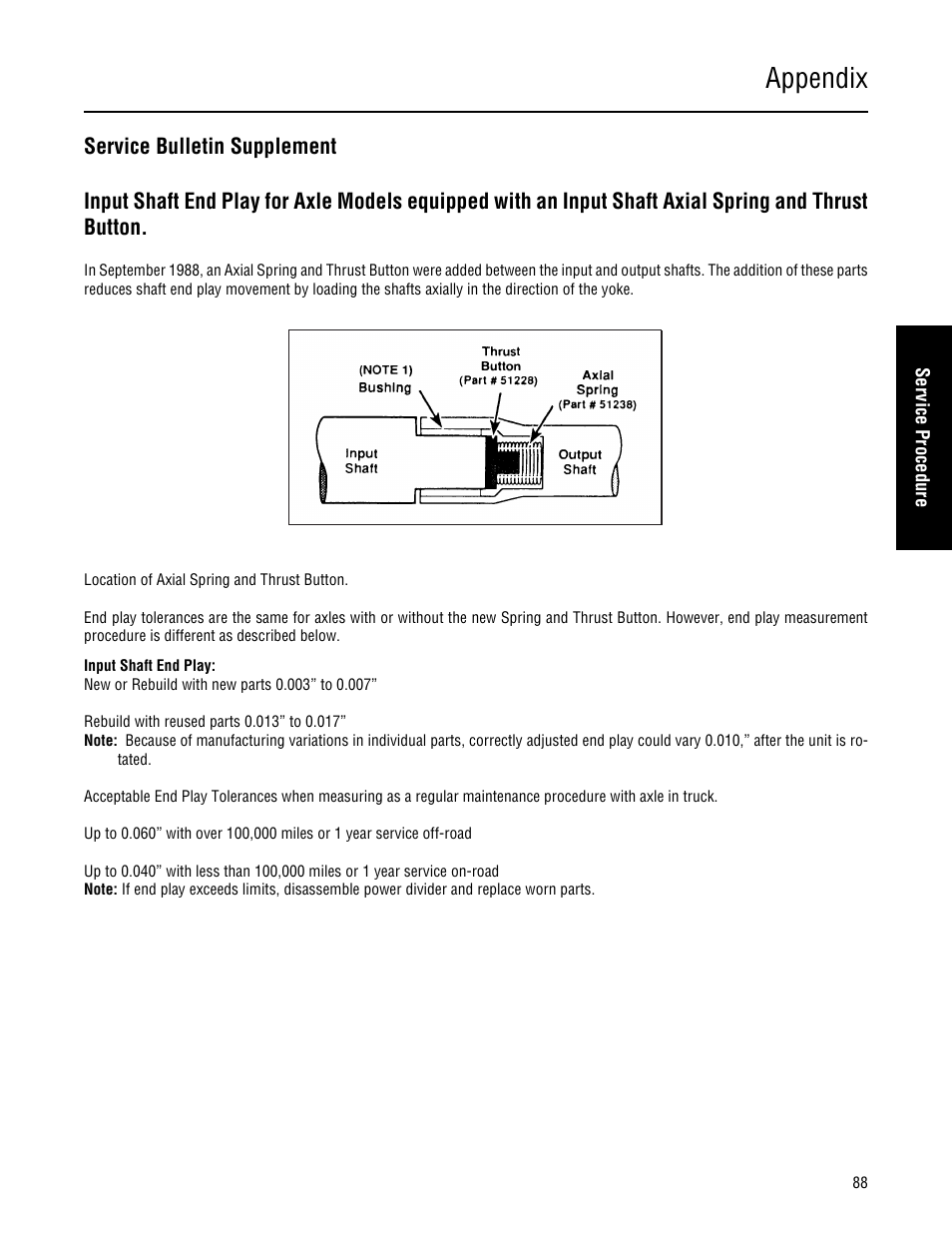 Service bulletin supplement, Appendix | Spicer Single Drive Axles Service Manual: 34DS, 34RS, 38DS, 38RS, DS340, RS340, DS380, RS380, DS400, RS400, DS3 User Manual | Page 91 / 98