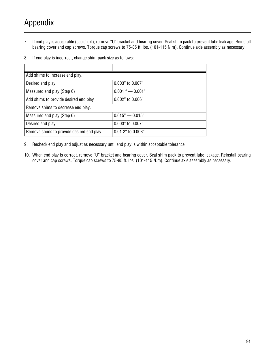 Appendix | Spicer Single Drive Axles Service Manual: 34DS, 34RS, 38DS, 38RS, DS340, RS340, DS380, RS380, DS400, RS400, DS3 User Manual | Page 94 / 98