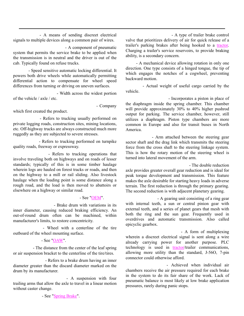 Glossary, Nospin, Outset wheels | The use of, E of outset single wheels (lb.), Outset | Spicer Drive Axles Application Guidelines User Manual | Page 100 / 113