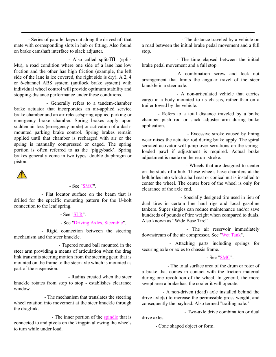Glossary, Straight trucks, Tandem | Tandem axles, Tandems, Straight truck, Tandem axles (cont’d), Dual range tandem drive axles, Tandem drive axle, Tag axle | Spicer Drive Axles Application Guidelines User Manual | Page 103 / 113