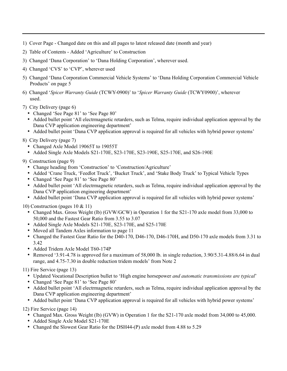 Revisions | Spicer Drive Axles Application Guidelines User Manual | Page 107 / 113