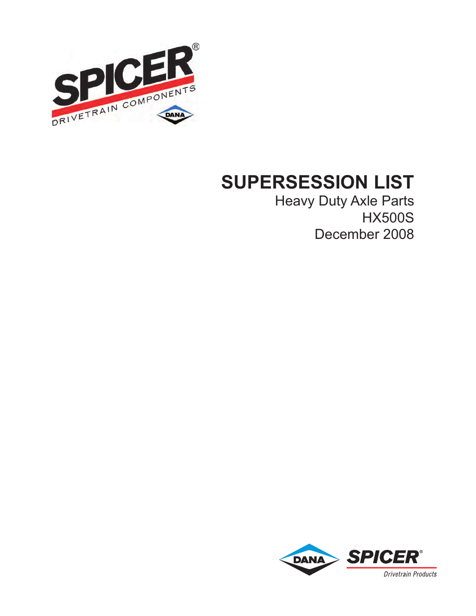 Spicer SUPERSESSION LIST User Manual | 11 pages