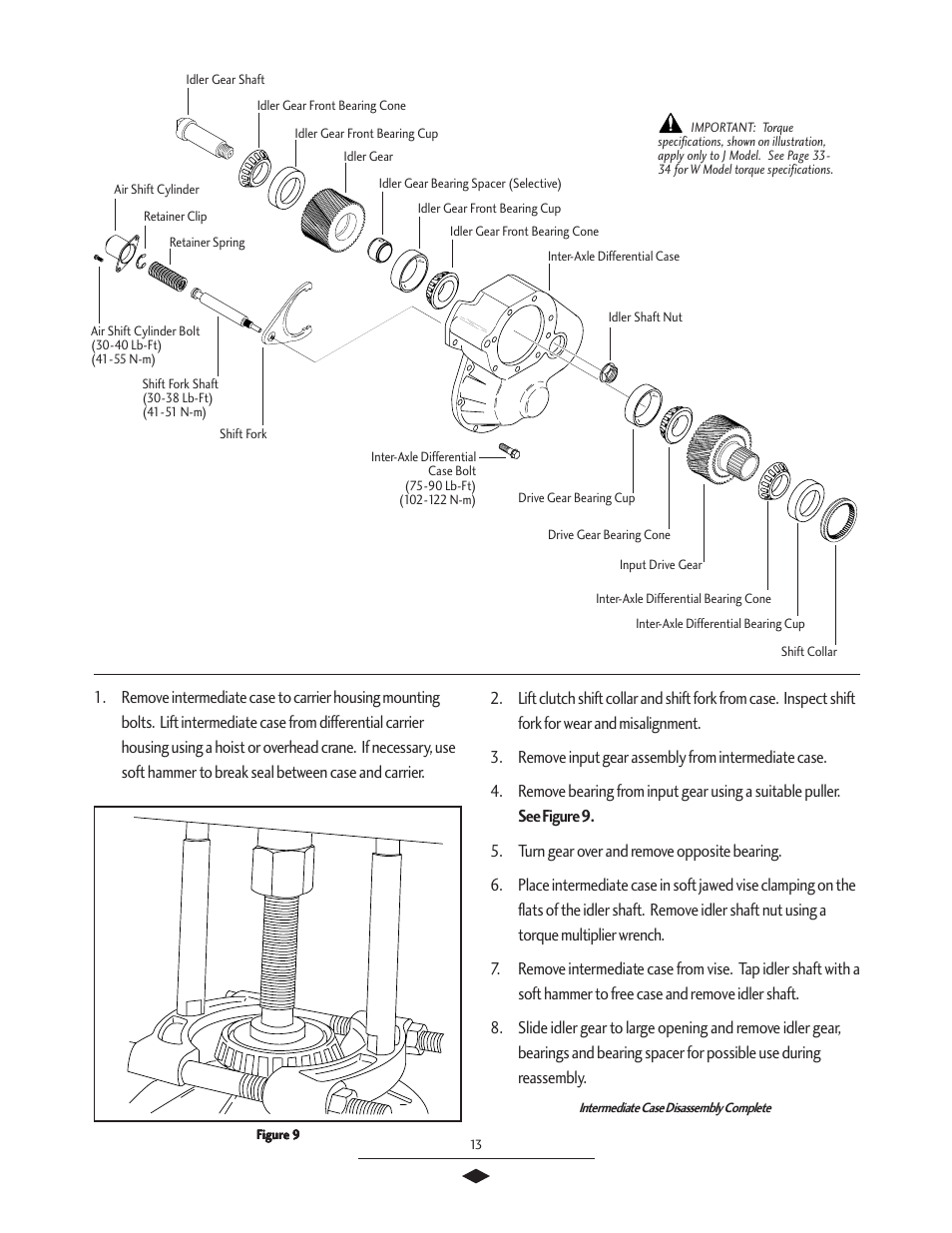 Intermediate case disassembly | Spicer Tandem Drive Axles Service Manual J340-S, J380-S, J400-S, W460-S User Manual | Page 15 / 40
