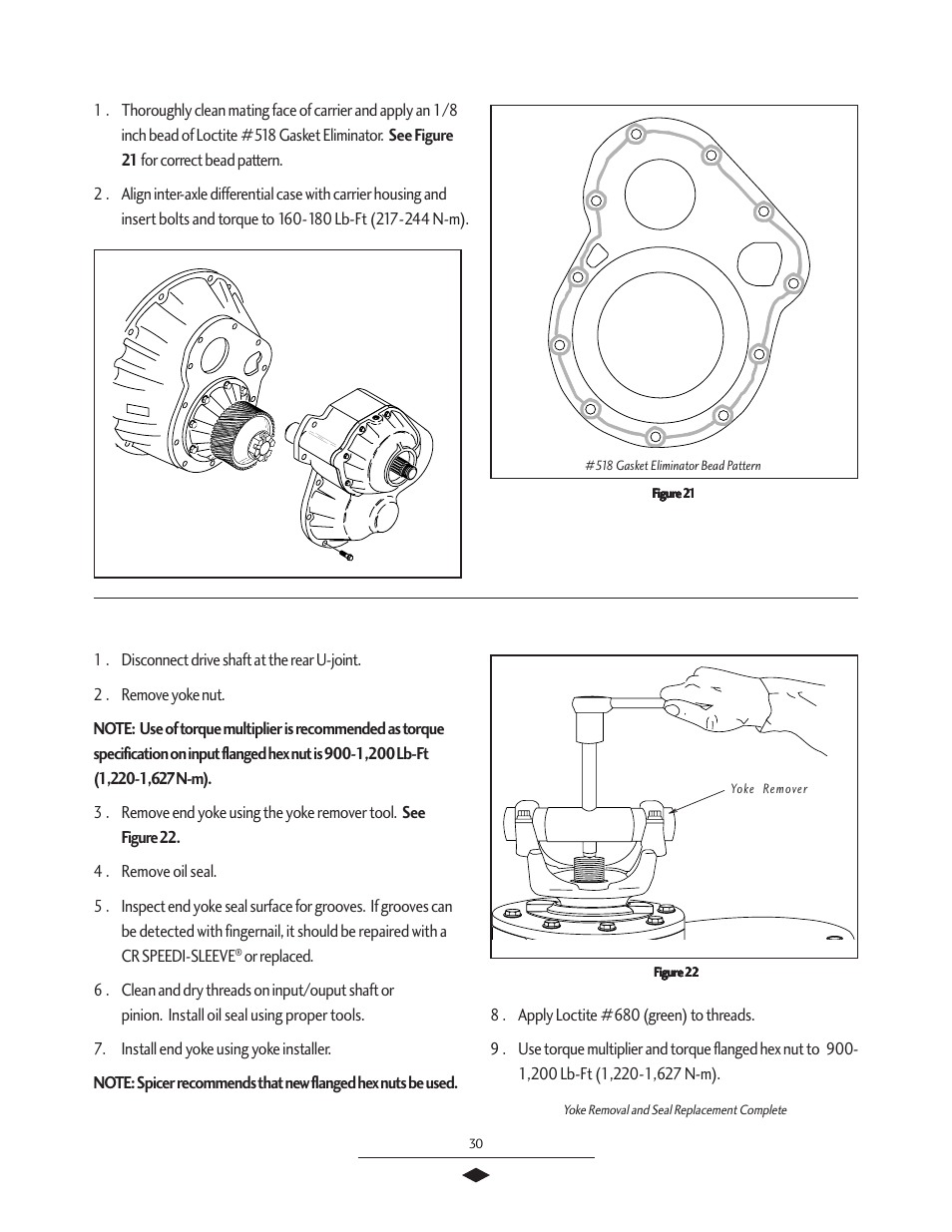 Installation of inter-axle diff to carrier, Yoke removal & seal replacement, Installation of inter-axle differnetial to carrier | Yoke removal and seal replacement | Spicer Tandem Drive Axles Service Manual J340-S, J380-S, J400-S, W460-S User Manual | Page 32 / 40