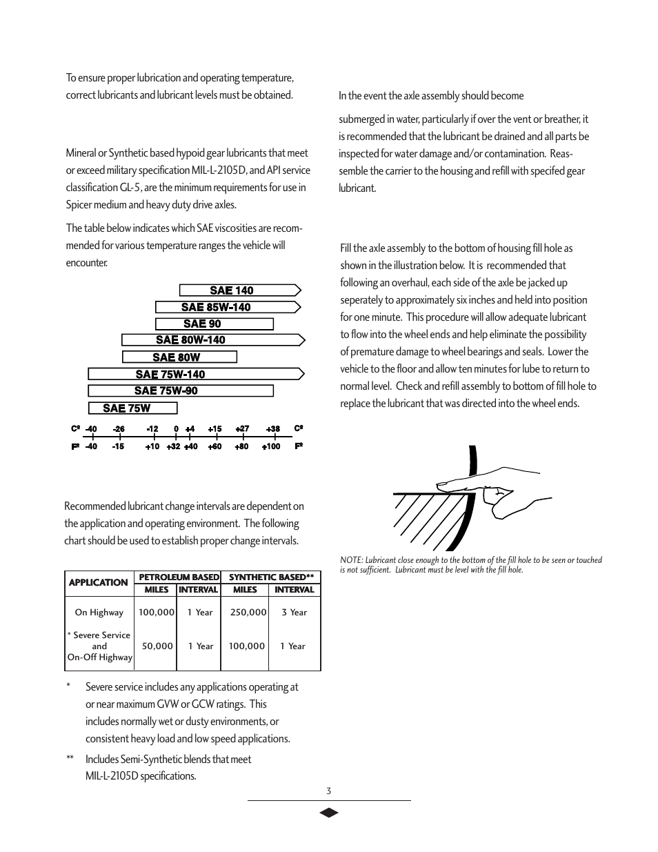 Lubricant recommendations, Axle lubricant recommendations | Spicer Tandem Drive Axles Service Manual J340-S, J380-S, J400-S, W460-S User Manual | Page 5 / 40