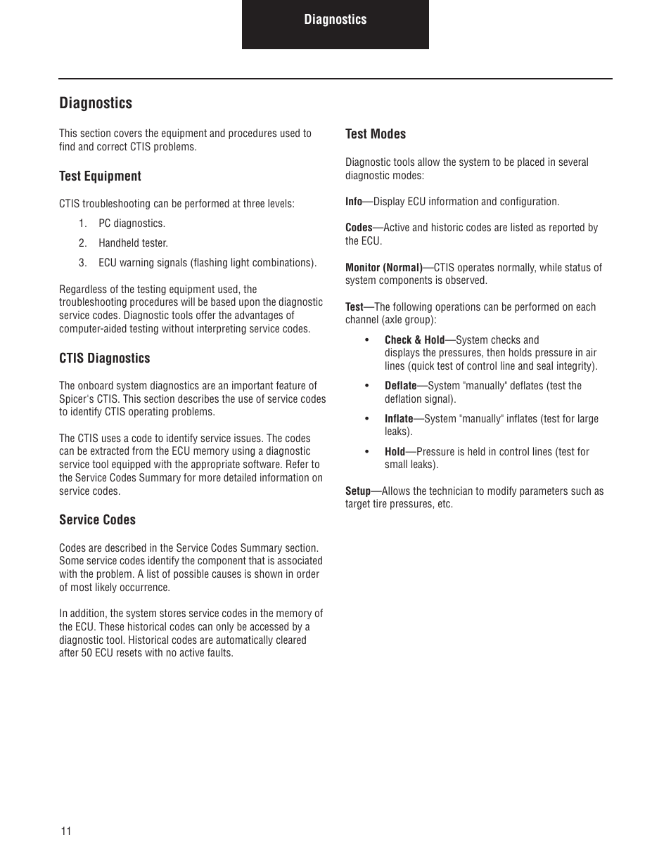 Diagnostics | Spicer CTIS (Central Tire Inflation System) Troubleshooting Guide User Manual | Page 14 / 72