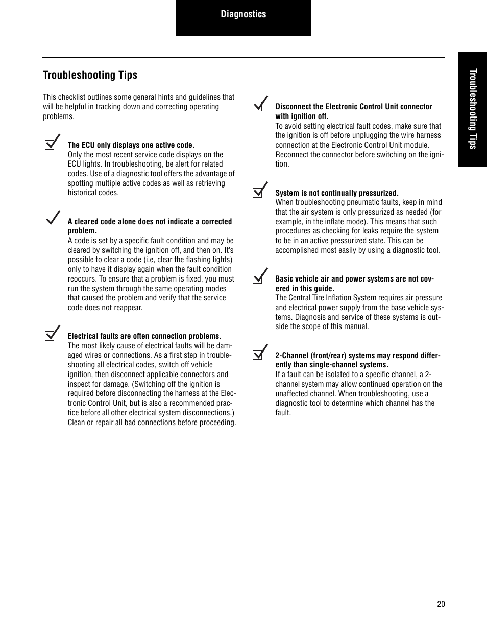 Troubleshooting tips | Spicer CTIS (Central Tire Inflation System) Troubleshooting Guide User Manual | Page 23 / 72