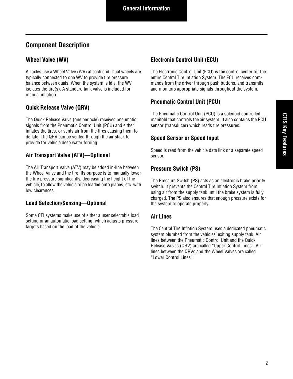 Component description | Spicer CTIS (Central Tire Inflation System) Troubleshooting Guide User Manual | Page 5 / 72