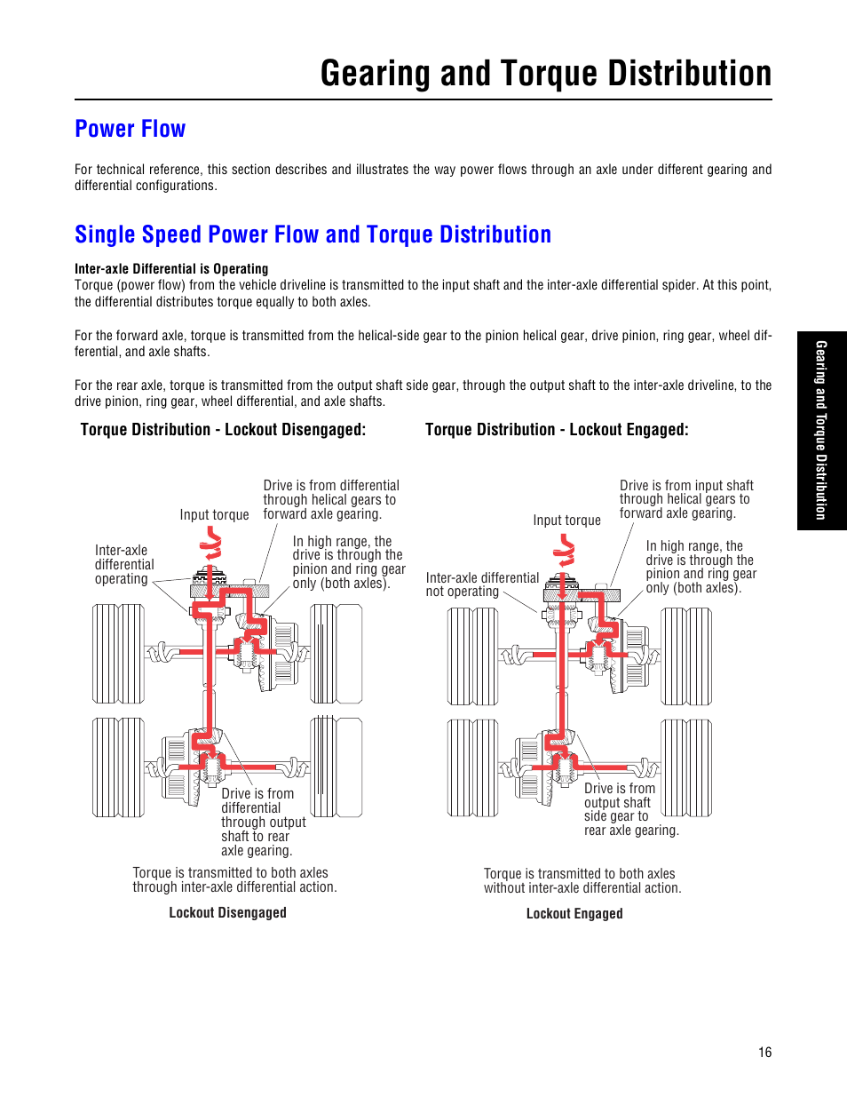 Power flow, Single speed power flow and torque distribution, Gearing and torque distribution | Spicer Drive Axles Failure Analysis Service Manual User Manual | Page 17 / 50