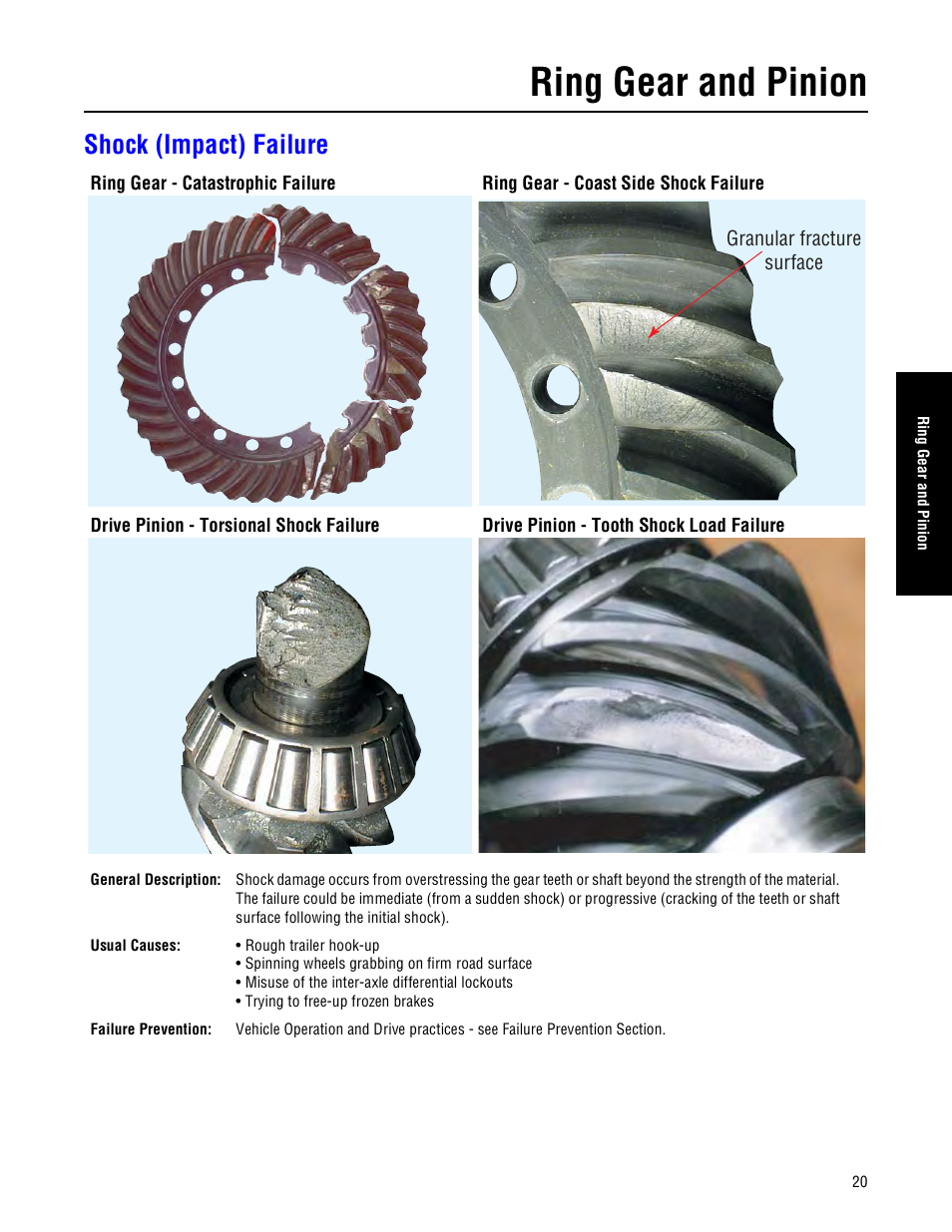 Shock (impact) failure, Ring gear and pinion | Spicer Drive Axles Failure Analysis Service Manual User Manual | Page 21 / 50