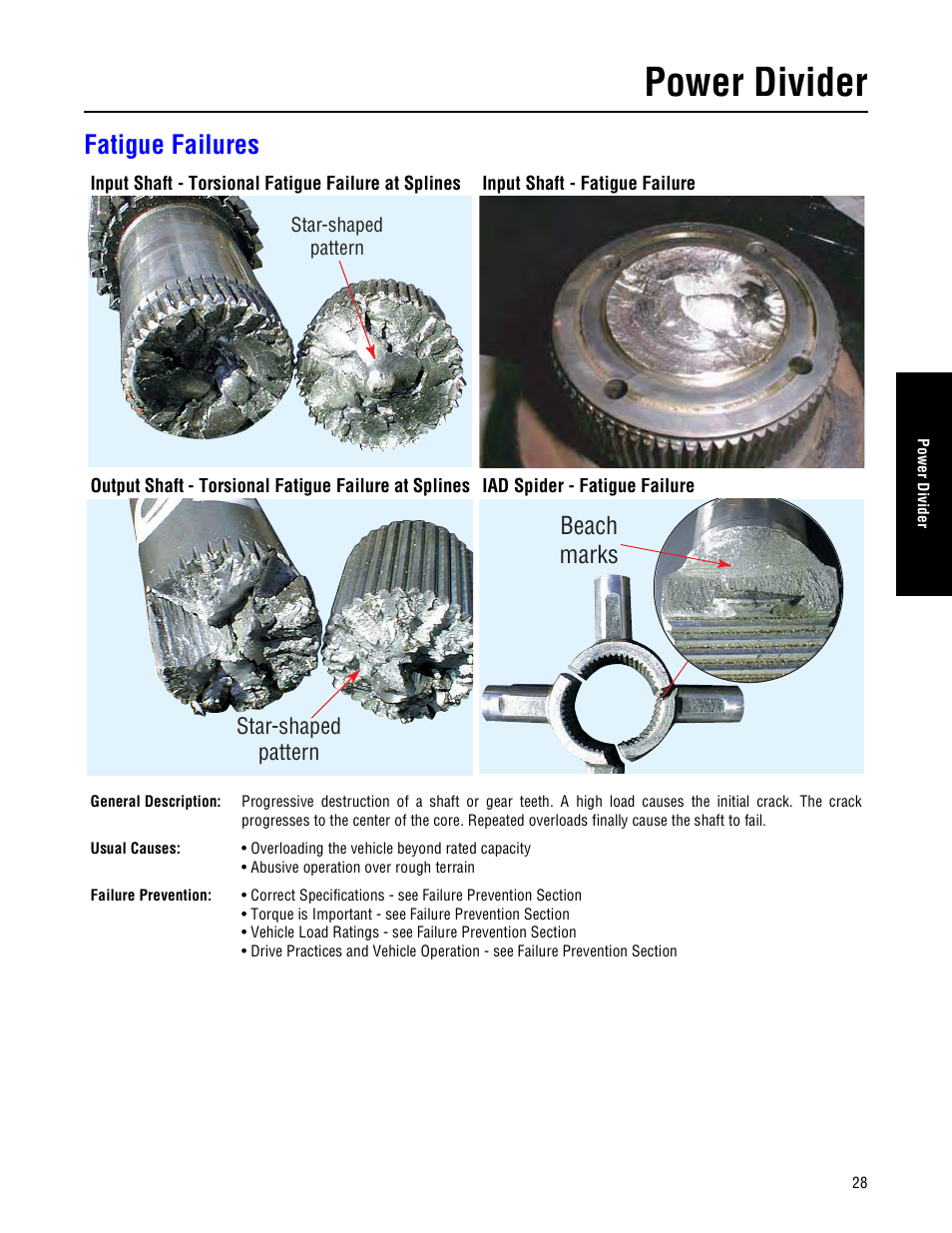 Fatigue failures, Power divider, Beach marks | Spicer Drive Axles Failure Analysis Service Manual User Manual | Page 29 / 50