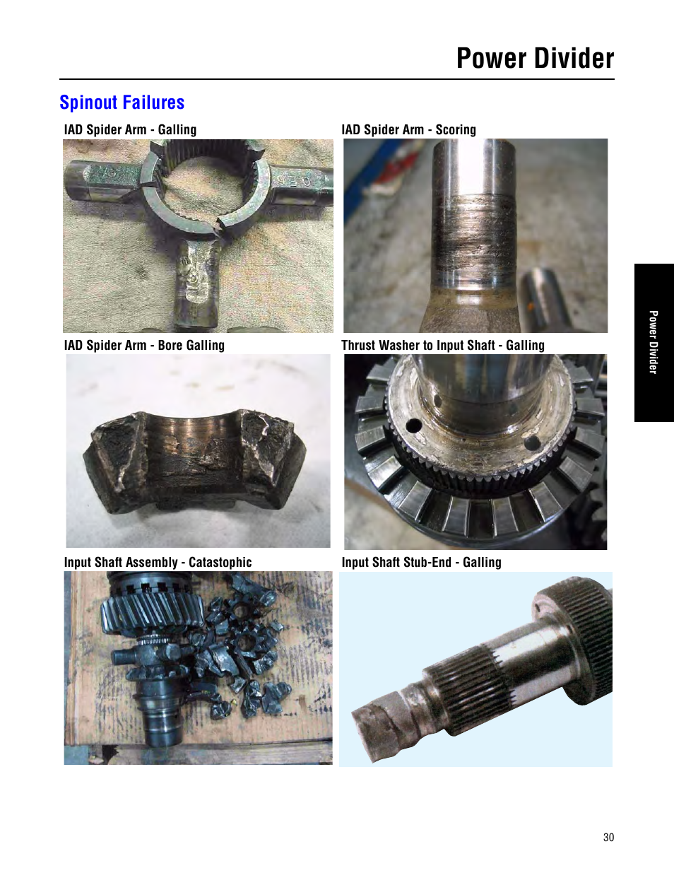 Spinout failures, Power divider | Spicer Drive Axles Failure Analysis Service Manual User Manual | Page 31 / 50