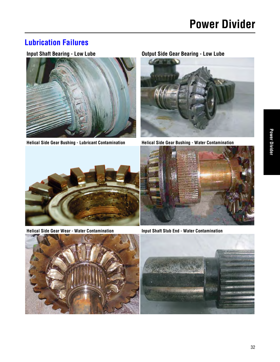 Lubrication failures, Power divider | Spicer Drive Axles Failure Analysis Service Manual User Manual | Page 33 / 50