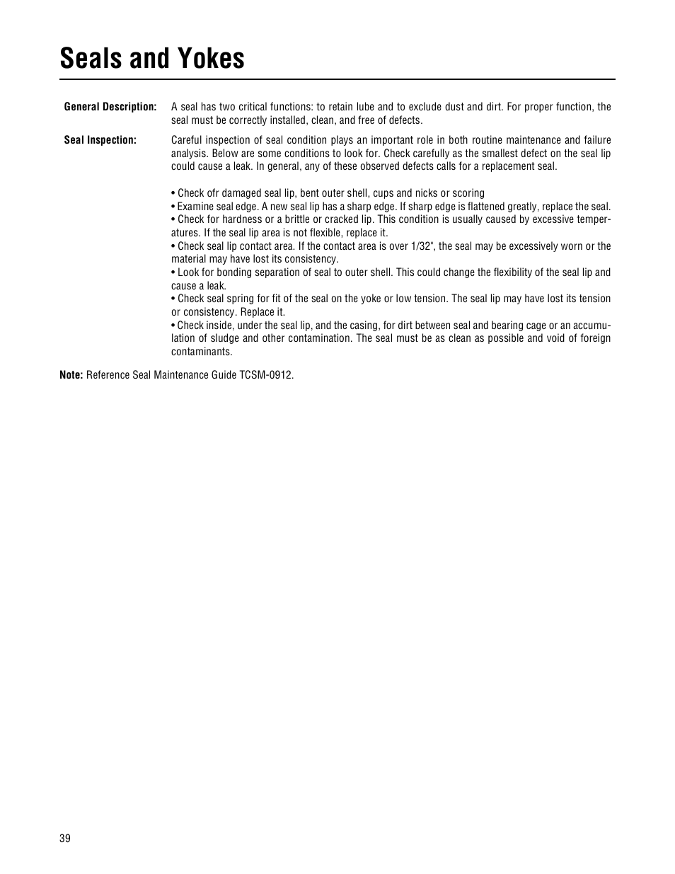 Seals and yokes | Spicer Drive Axles Failure Analysis Service Manual User Manual | Page 40 / 50