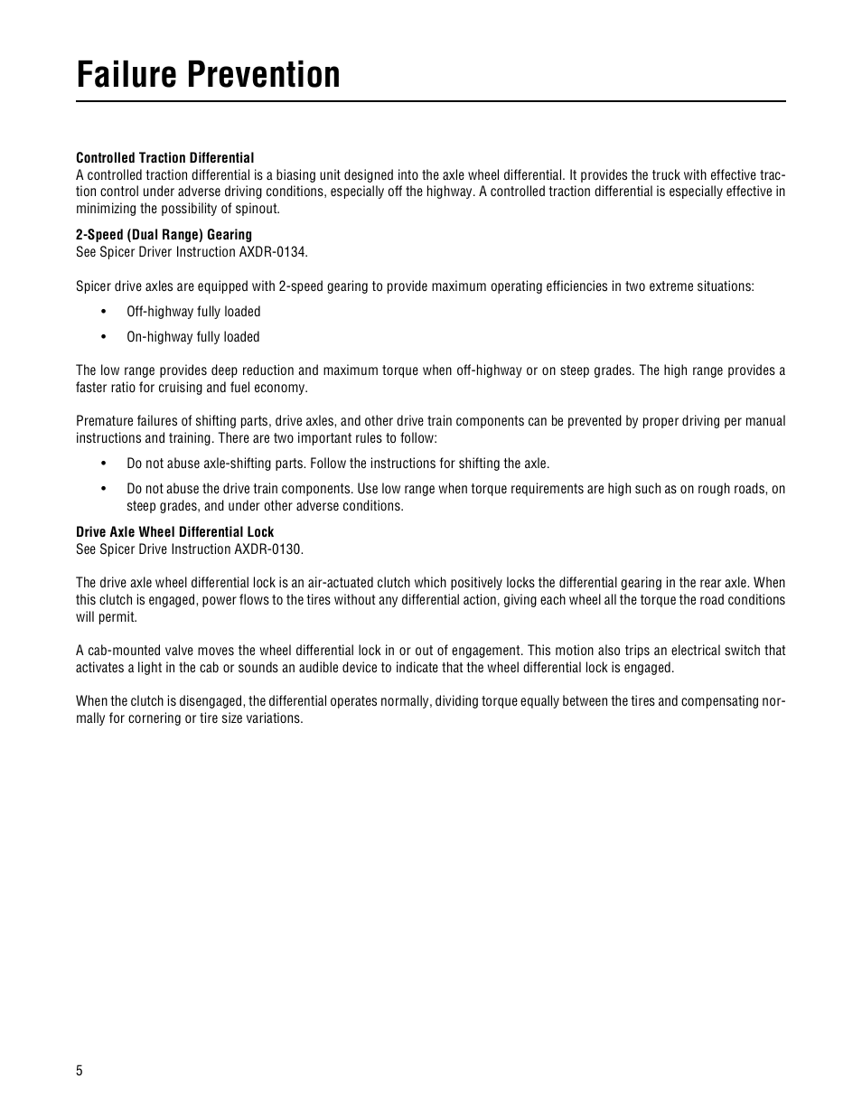 Failure prevention | Spicer Drive Axles Failure Analysis Service Manual User Manual | Page 6 / 50