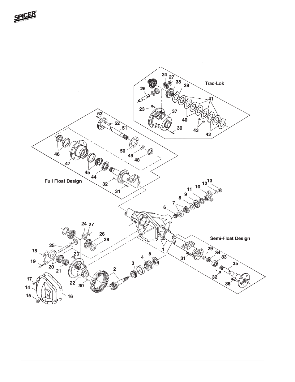 Exploded view ford model 61 rear axles | Spicer FRONT AND REAR LIGHT AXLE PARTS, KITS AND APPLICATIONS User Manual | Page 192 / 379