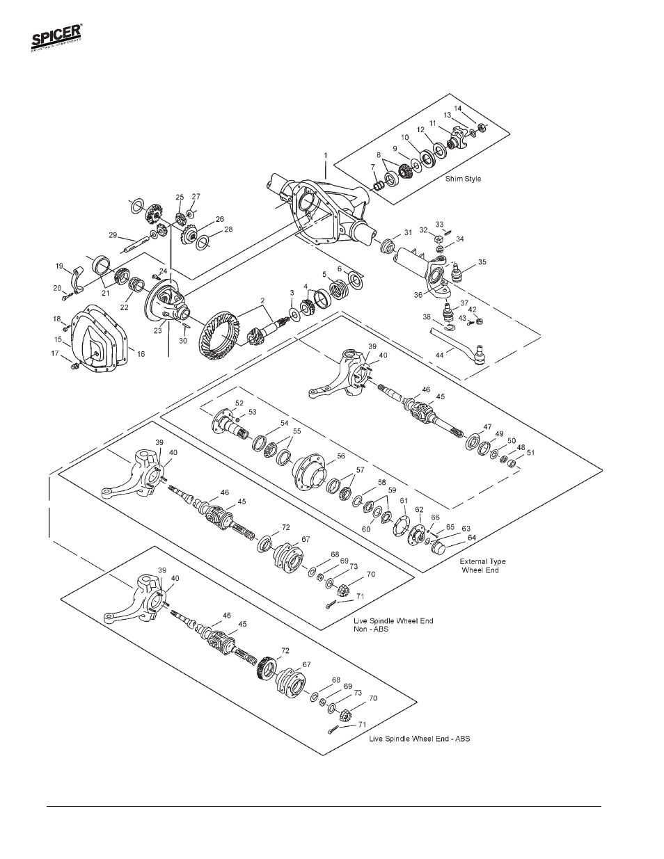 Spicer FRONT AND REAR LIGHT AXLE PARTS, KITS AND APPLICATIONS User Manual | Page 282 / 379