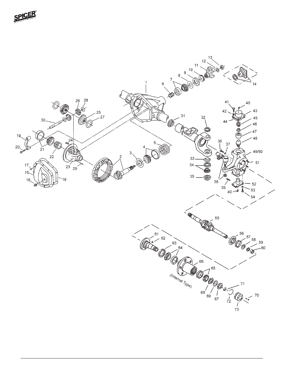 Exploded view dodge model 61 front axles | Spicer FRONT AND REAR LIGHT AXLE PARTS, KITS AND APPLICATIONS User Manual | Page 64 / 379