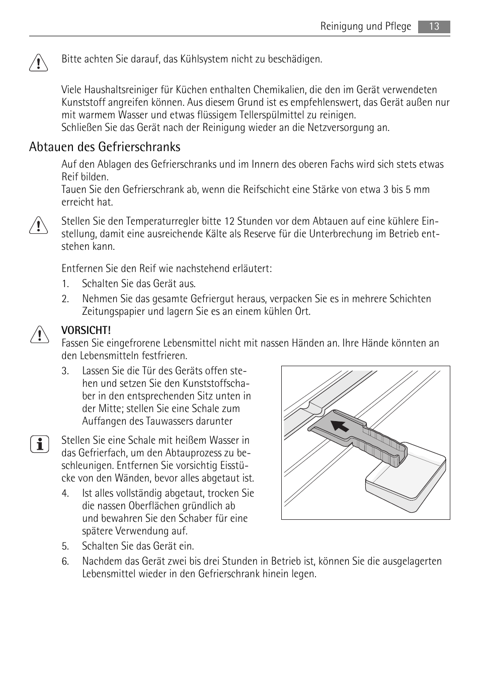Abtauen des gefrierschranks | AEG ELECTROLUX AGS 1921 User Manual | Page 13 / 84