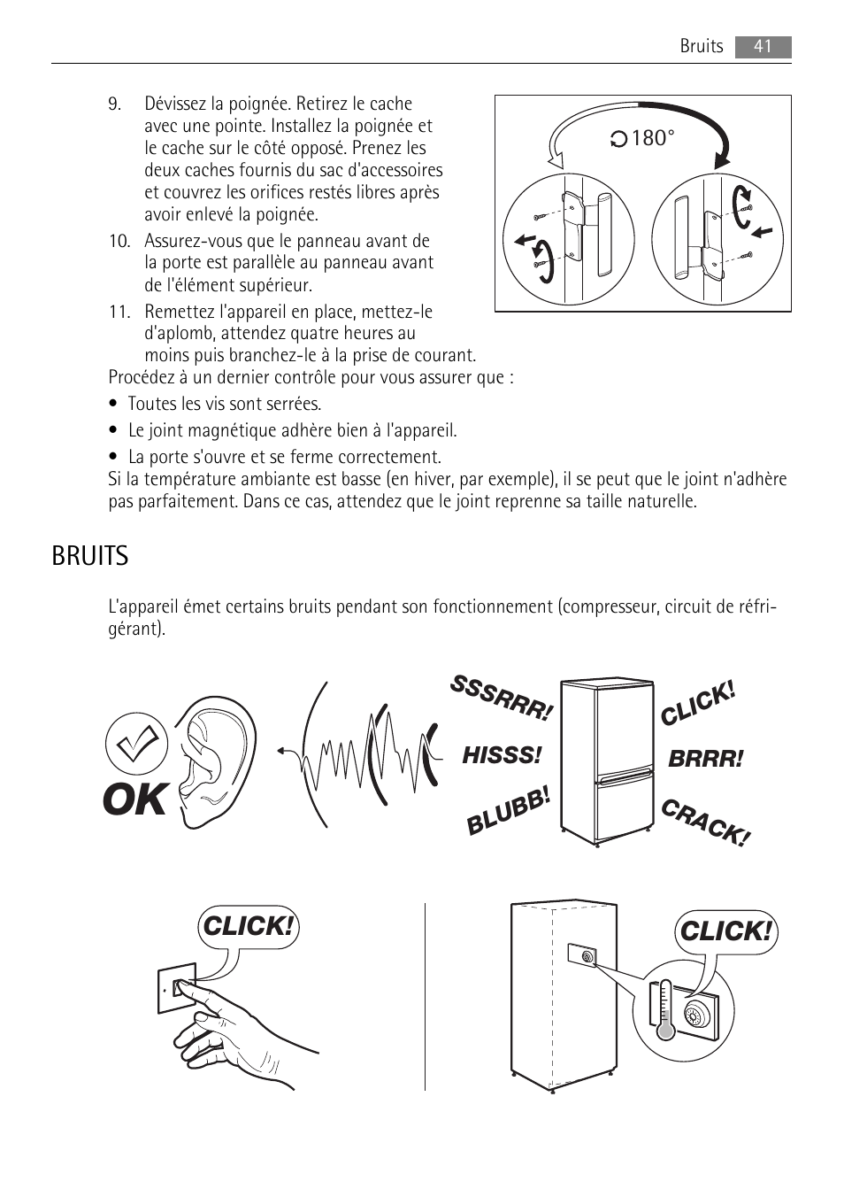 Bruits, Click | AEG ELECTROLUX AGS 1921 User Manual | Page 41 / 84