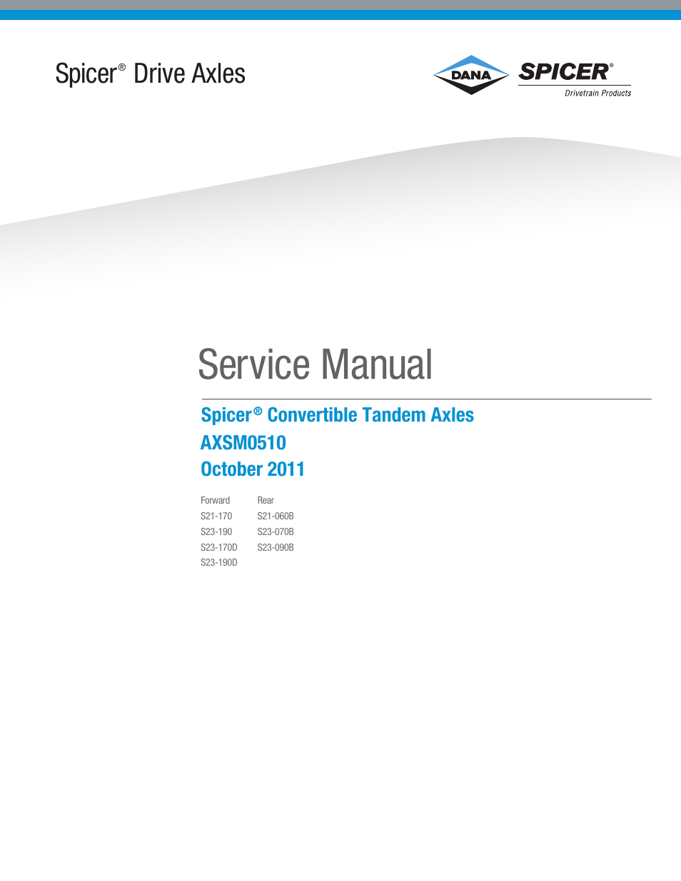 Spicer Convertible Tandem Axles User Manual | 72 pages