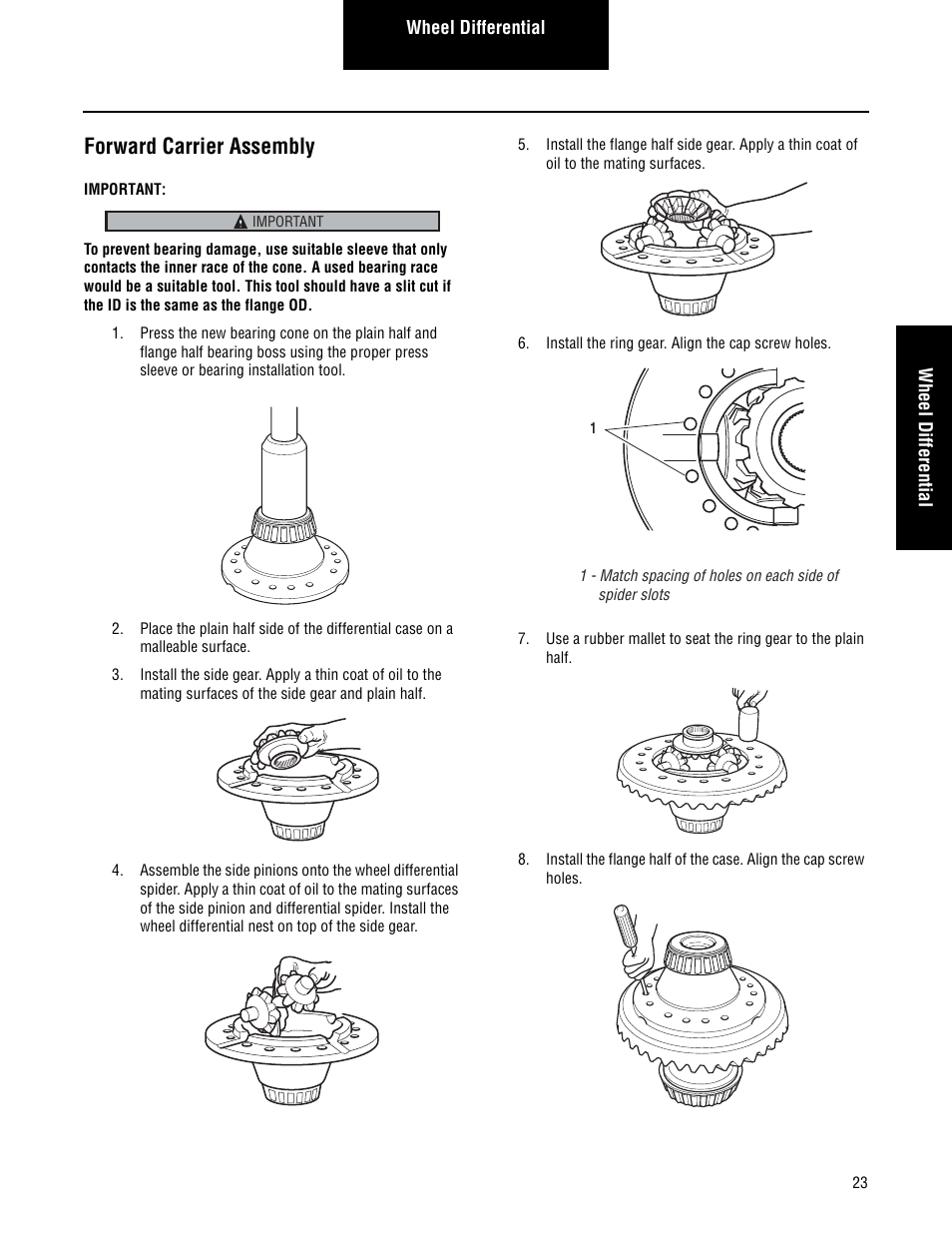 Forward carrier assembly | Spicer Convertible Tandem Axles User Manual | Page 29 / 72