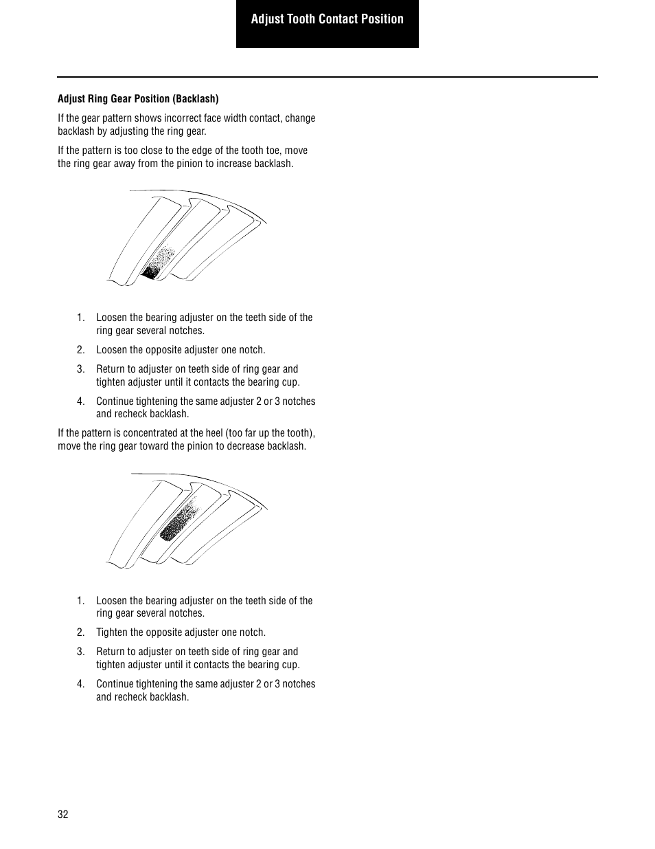 Adjust ring gear position (backlash) | Spicer Convertible Tandem Axles User Manual | Page 38 / 72