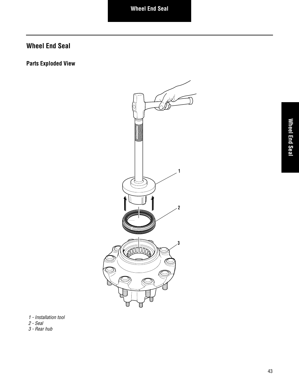 Wheel end seal, Parts exploded view | Spicer Convertible Tandem Axles User Manual | Page 49 / 72