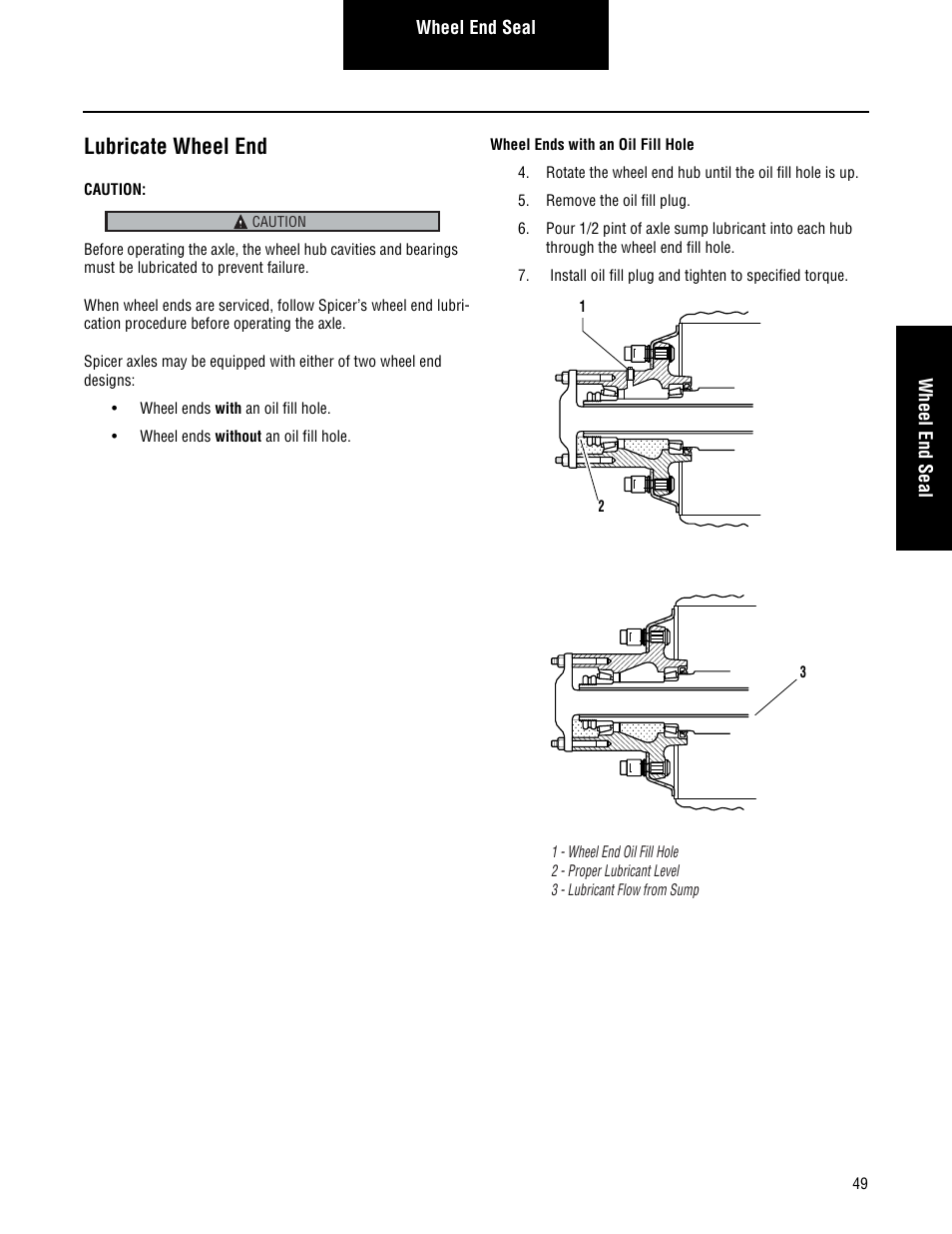 Lubricate wheel end | Spicer Convertible Tandem Axles User Manual | Page 55 / 72