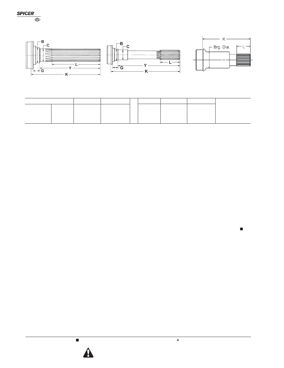 Splined midship tube shafts, Slip yoke design for use with outboard slip yokes | Spicer Driveline Components Catalog - Tube Shafts User Manual | Page 14 / 28