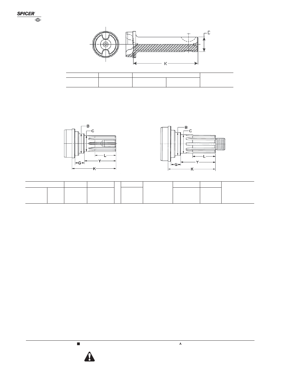 Splined midship tube shafts, Round tube shafts, Companion flange or end yoke design | J300p-7 | Spicer Driveline Components Catalog - Tube Shafts User Manual | Page 8 / 28