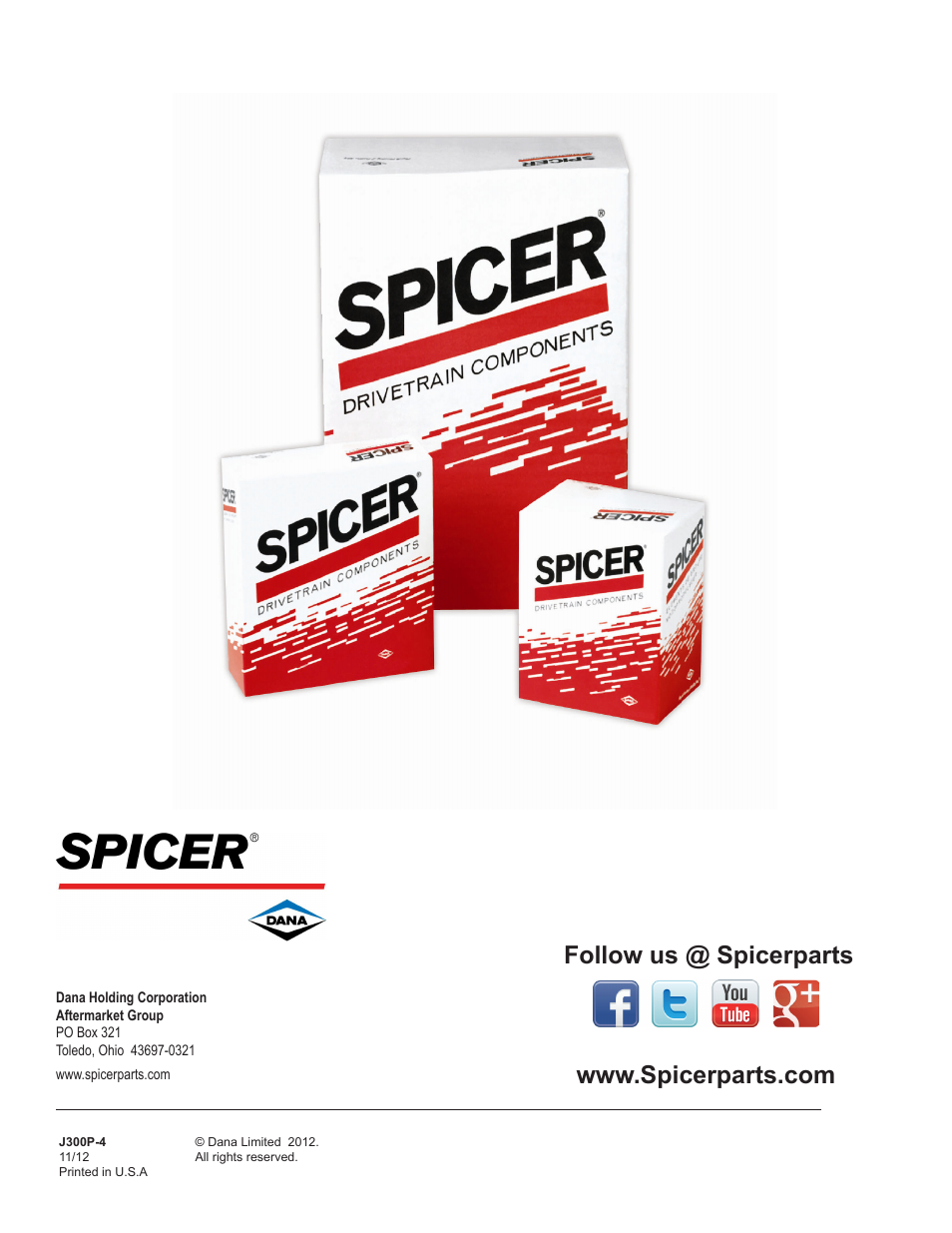 J300-p4 back cover | Spicer Driveline Components Catalog - End Yokes User Manual | Page 94 / 94