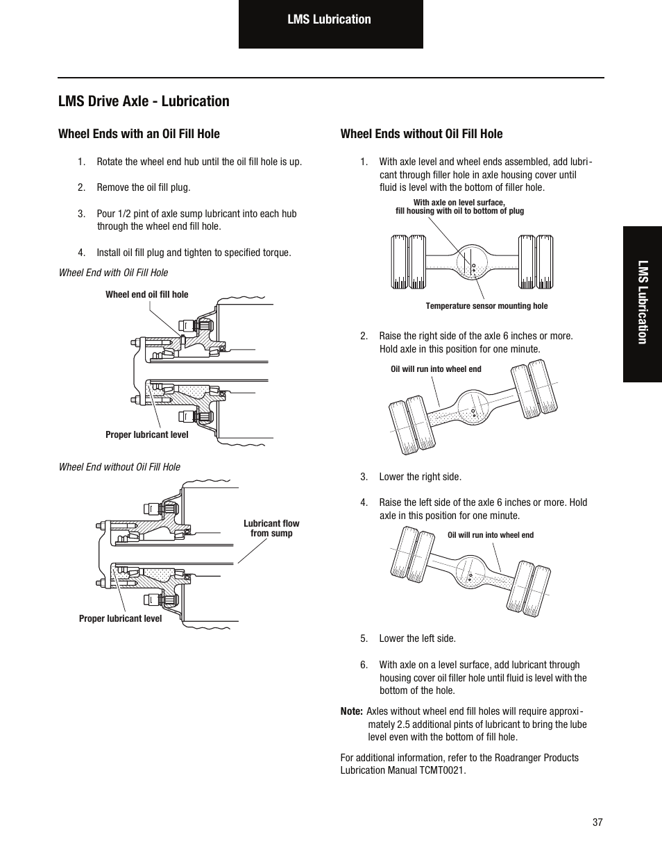 Lms drive axle - lubrication | Spicer Wheel Ends Service Manual, Steer & Drive Wheel Ends User Manual | Page 39 / 55