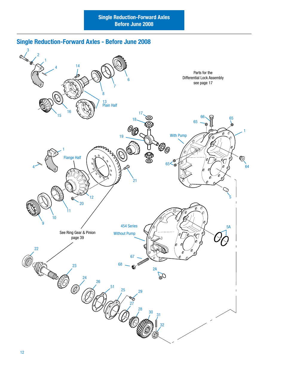 Single reduction-forward axles - before june 2008, Single reduction-forward axles before june 2008 | Spicer IPL: 454 Tandem Drive Axle User Manual | Page 13 / 53