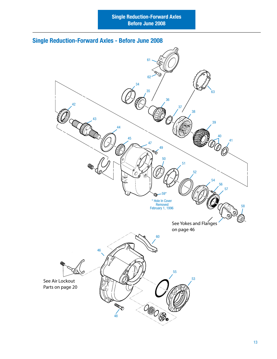 Single reduction-forward axles - before june 2008, Single reduction-forward axles before june 2008 | Spicer IPL: 454 Tandem Drive Axle User Manual | Page 14 / 53