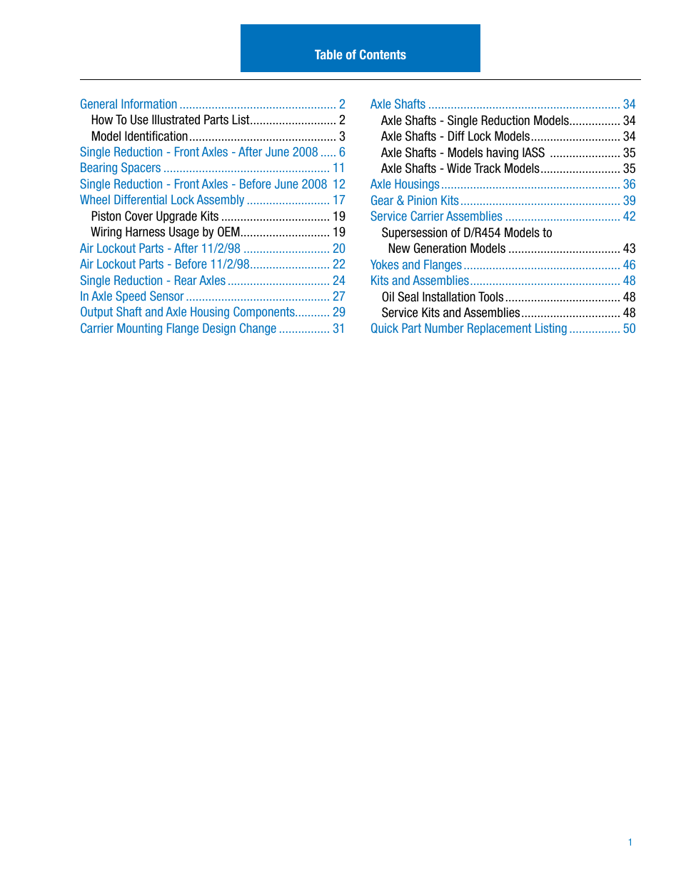 Spicer IPL: 454 Tandem Drive Axle User Manual | Page 2 / 53