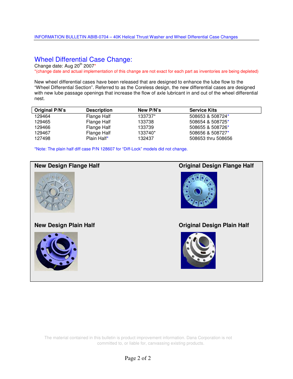 Wheel differential case change | Spicer 40K User Manual | Page 2 / 2